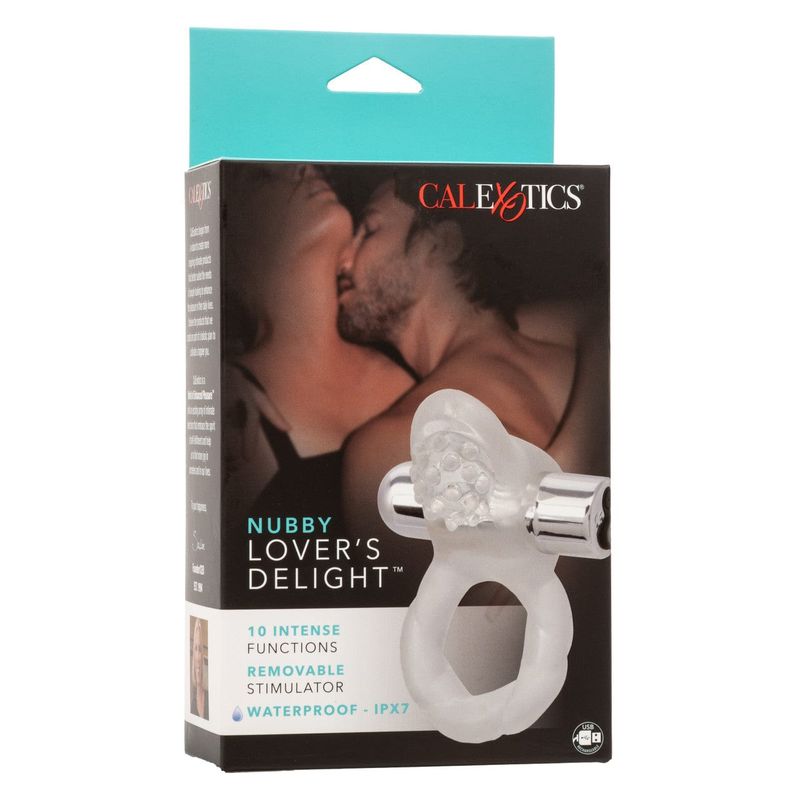 Anneau D'érection Vibrant Rechargeable Nubby Lover's Delight | 10 fonctions de vibration, pulsation CalExotics Sensations plus