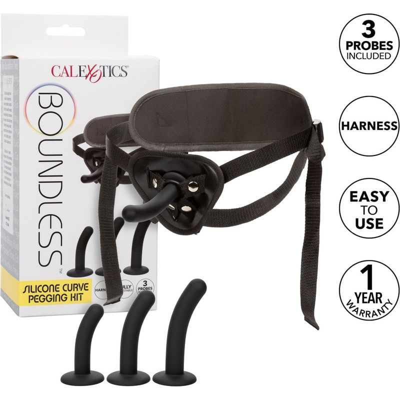 Ensemble Harnais et Dildos - Boundless - Silicone Curve Pegging Kit CalExotics Sensations plus