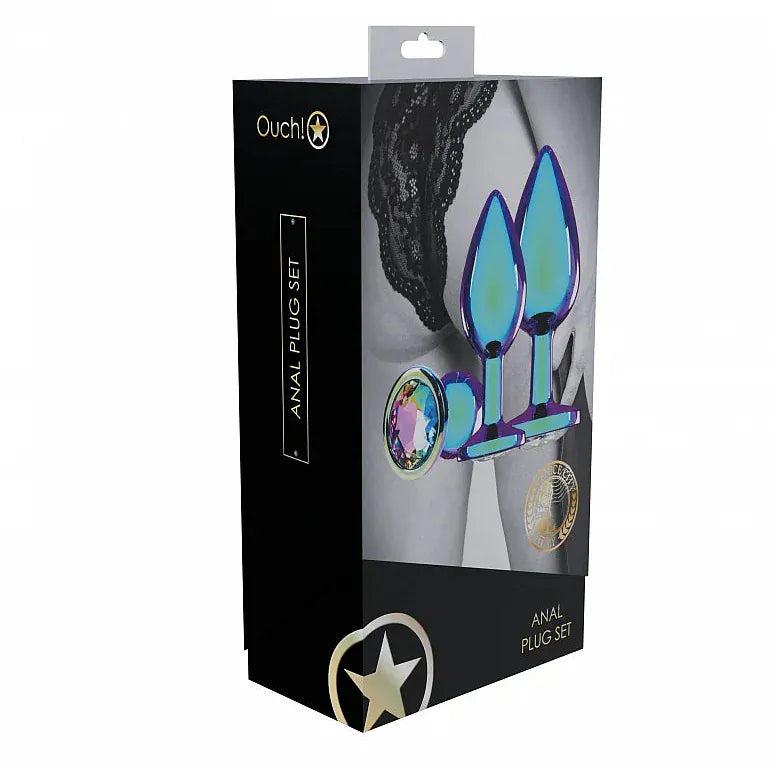 Kit de 3 Plugs Anaux Métal & Reflets Irisés - Ouch! Venice Collection | Luxe, Plaisir & Sécurité Ouch! Sensations plus