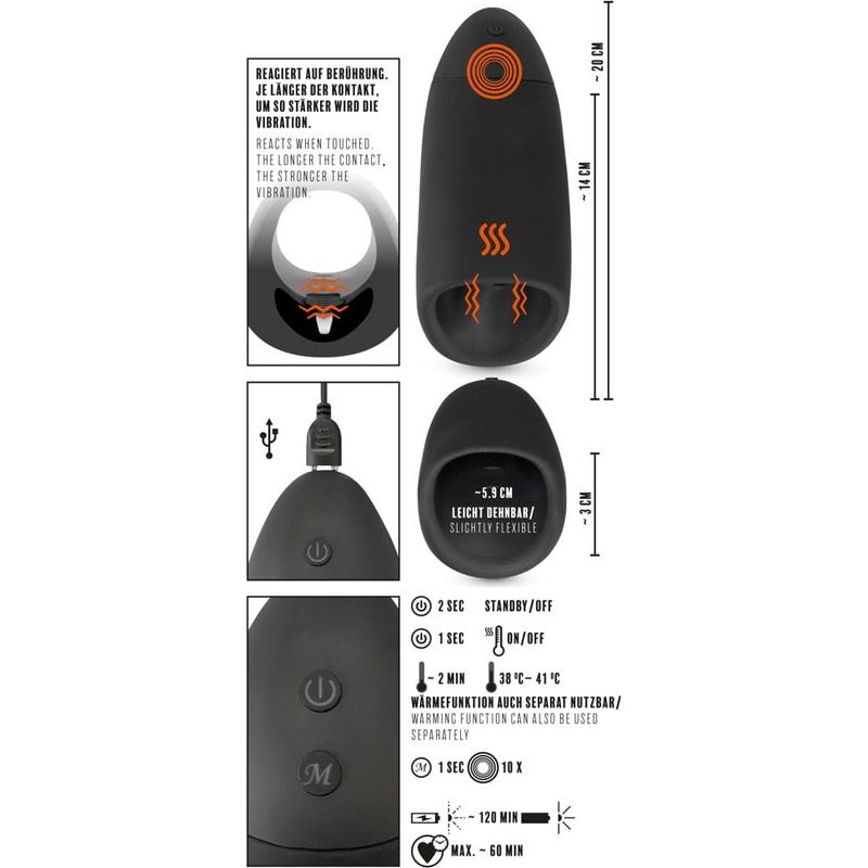 Masturbateur avec Vibration - Rebel - Masturbator with 3 Functions Rebel Sensations plus