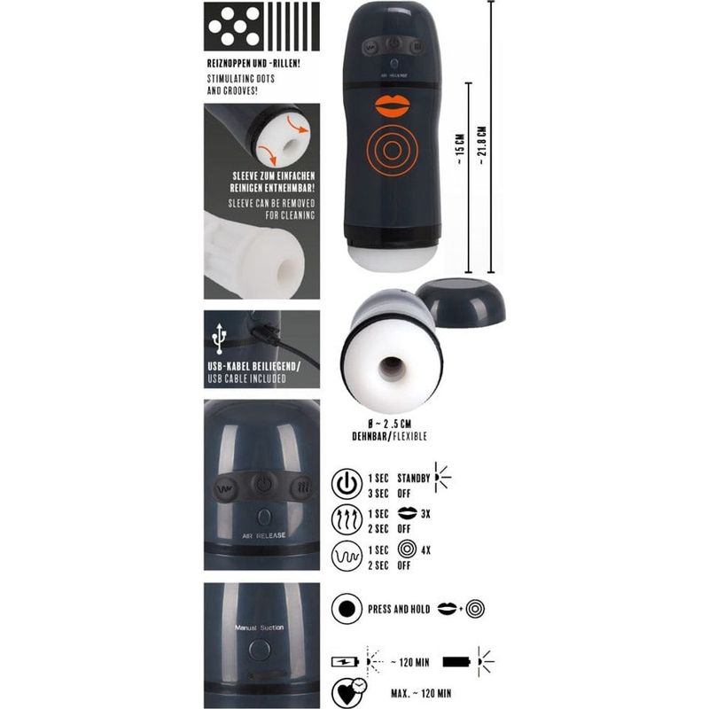 Masturbateur - Rebel - Masturbator with 2 Functions Rebel Sensations plus