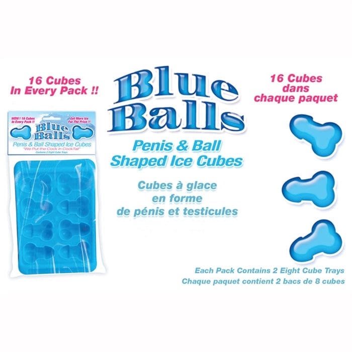 Moules à Glaçons Sexy - Blue Balls | 2 Bacs Pénis & Couilles pour Party Hott Products Sensations plus