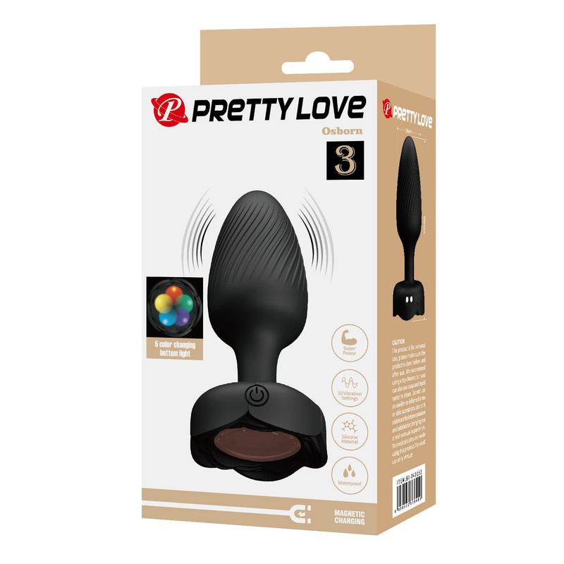 Plug Anal Vibrant Lumineux - Pretty Love Osborn | 10 Modes, Taille Medium & LED Multicolores Pretty Love Sensations plus