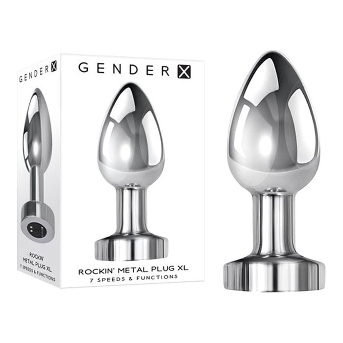 Rechargeable Vibrating Anal Plug - Gender X - Rockin Metal Plug XL Sil Sensations Plus Rechargeable Vibrating Anal Plug - Gender X - Rockin Metal Plug XL Sil Sensations Plus