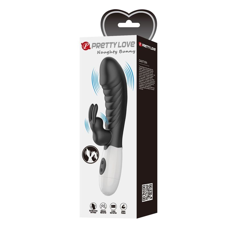 Vibrateur Double Stimulation - Pretty Love Naughty Bunny | 30 Modes, 2 Moteurs Pretty Love Sensations plus