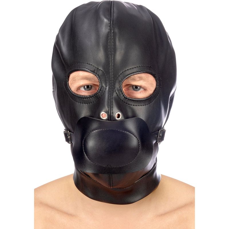 Masque BDSM - FetishTentation - Cagoule BDSM en simili-cuir avec bâillon FetishTentation Sensations plus