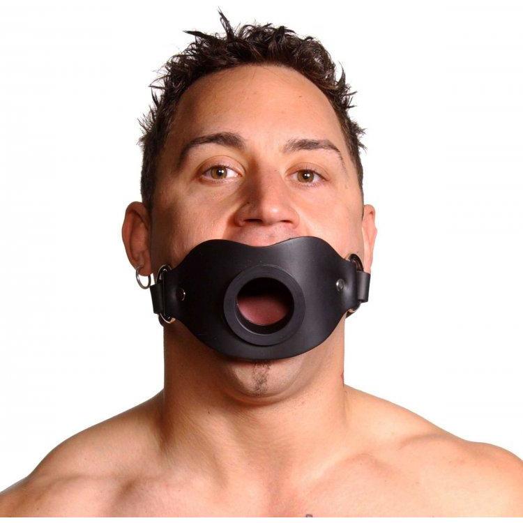 Ball Gag - Master Series - Leather Locking Open Mouth Gag Master Series Sensations plus