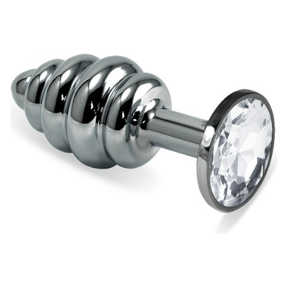 Plug anal - Acier Inoxydable - Nervuré à Diamant Lovetoy Sensations plus