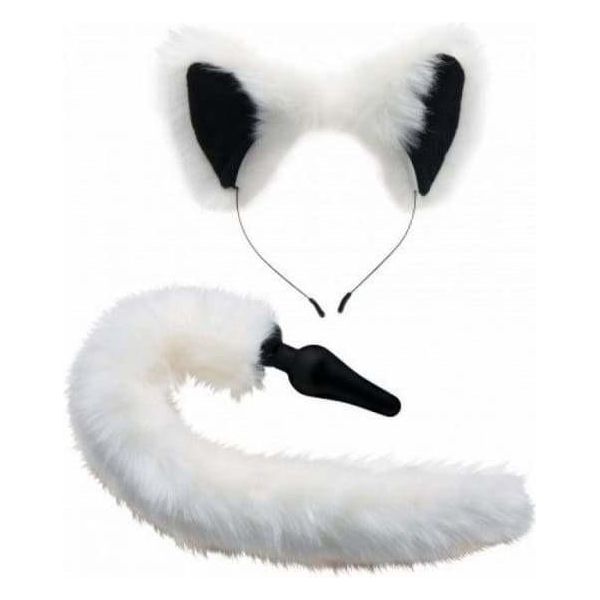 Anal Plug With White Fox Tail And Ear | Sensations Plus  Sensations Plus
