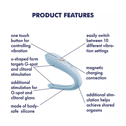 Vibrateur pour Couples - Satisfyer Double Classic | Double Stimulation Clitoris & Point G Satisfyer Sensations plus