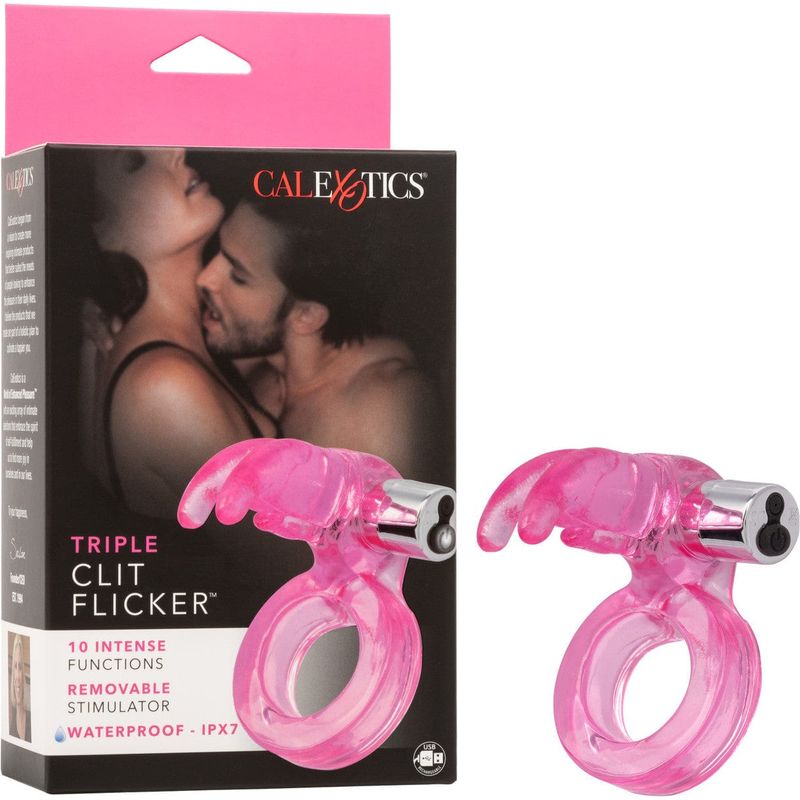 Anneau D'érection Vibrant - CalExotics - Triple Clit Flicker CalExotics Sensations plus