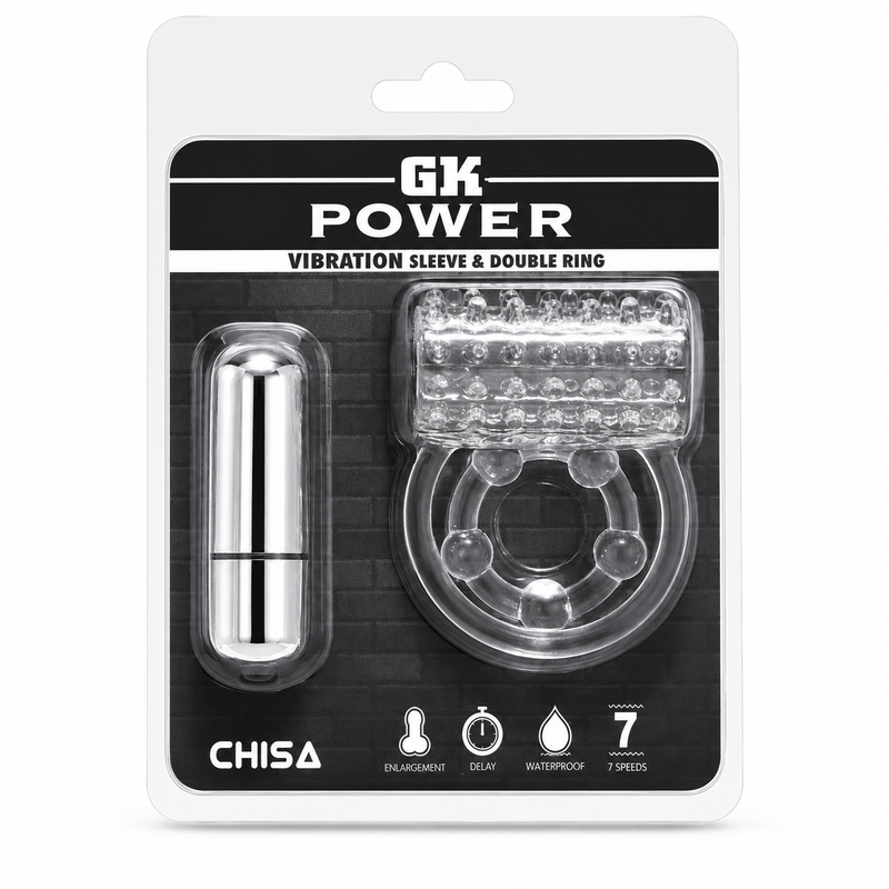 Anneau D'érection Vibrant  GK Power | Gaine & Double Anneau GK Power Sensations plus