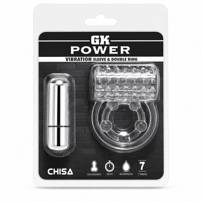 Anneau D'érection Vibrant  GK Power | Gaine & Double Anneau GK Power Sensations plus