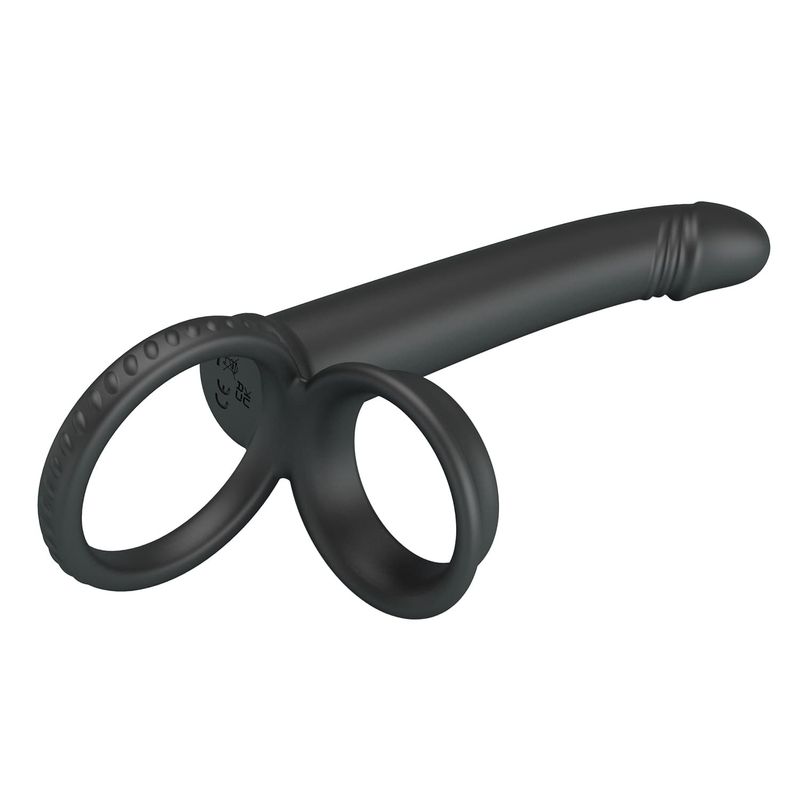 Anneau Double Pénétration - Pretty Love Moses | Double Cockring avec Dildo Anal Réaliste Pretty Love Sensations plus