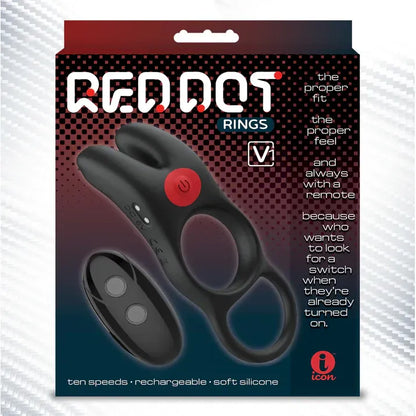 Anneau Vibrant Puissant - Red Dot Cock Ring V1 | 10 modes, Silicone, Étanche & Sans Fil Red Dot Cock Ring Sensations plus