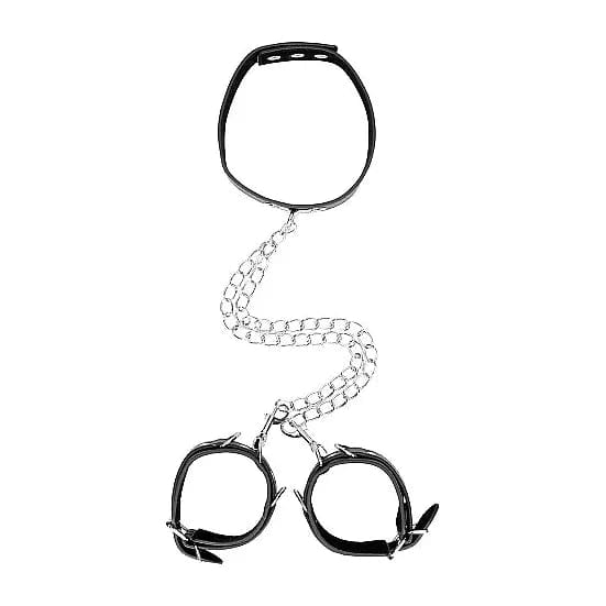 Attaches et Collier - Ouch! B&W - Bonded Leather Collar With Hand Cuffs Shots America Sensations plus