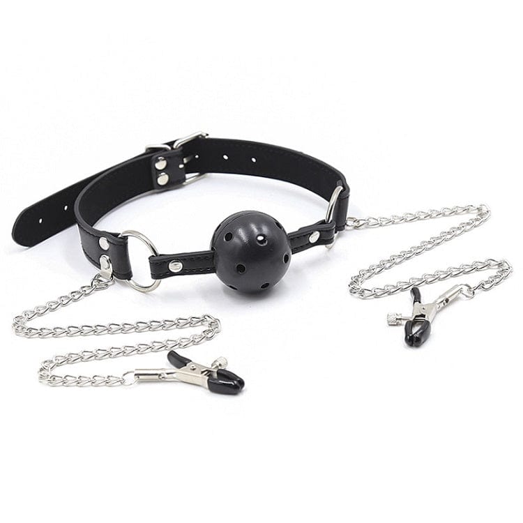 Bâillon Boule - FetishTentation | Ball Gag Perforée, Pinces à Seins pour Soumission & Plaisirs FetishTentation Sensations plus