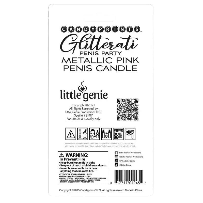 Bougies d'Anniversaire - Glitterati Penis Party | Forme de Pénis Rose Little Genie Sensations plus