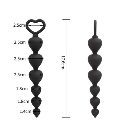Boules Anal 17cm - Back Secret | Chapelet Anal de Six Boules Anal en Forme de Coeur Vivilo Sensations plus