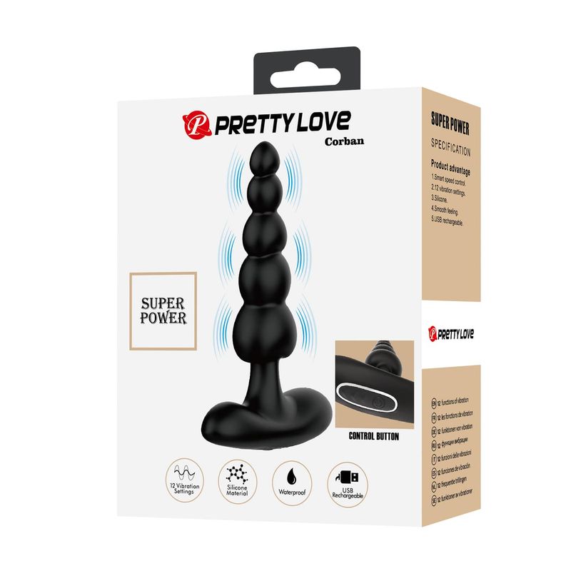 Boules Anales Vibrantes - Pretty Love Corban | 5 Perles Progressives & 12 Modes Puisant Pretty Love Sensations plus