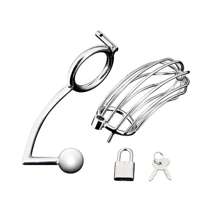 Cage de Chasteté & Crochet Anal - Cock Cage with Anal Stimulator | Contrôle & Soumission Blue Line Sensations plus