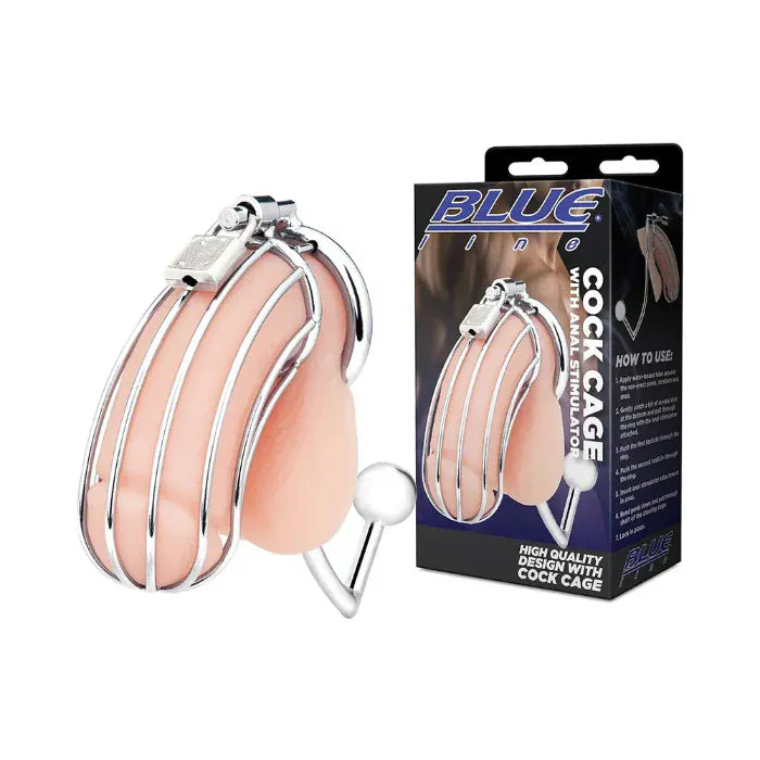 Cage de Chasteté & Crochet Anal - Cock Cage with Anal Stimulator | Contrôle & Soumission Blue Line Sensations plus