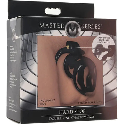 Cage de Chasteté Master Series -  Hard Stop Double Ring Chastity Cage Master Series Sensations plus