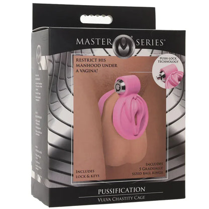 Cage de Chasteté Mini Cage - Master Series Pussification Vulva | Confortable & Sécuritaire Master Series Sensations plus