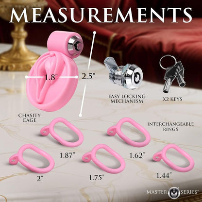 Cage de Chasteté Mini Cage - Master Series Pussification Vulva | Confortable & Sécuritaire Master Series Sensations plus