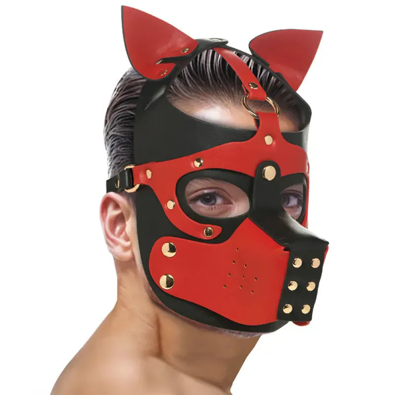 Capuche Pup Play avec Museau - Hound Hood | Cuir Végan Ajustables pour Roleplay & BDSM Master Series Sensations plus