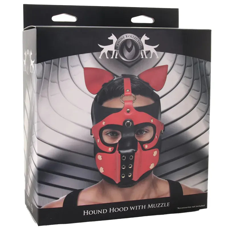Capuche Pup Play avec Museau - Hound Hood | Cuir Végan Ajustables pour Roleplay & BDSM Master Series Sensations plus