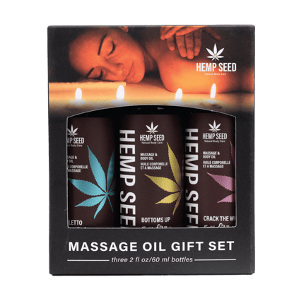 Coffret 3 Huiles de Massage - Hemp Seed Gift Set | Noël, Saint-Valentin & Moments Sensuels Earthly Body Sensations plus