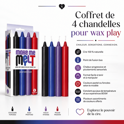 Coffret de 4 Chandelles BDSM - Make Me Melt | Jеu de Wax Play Icon Brands Sensations plus
