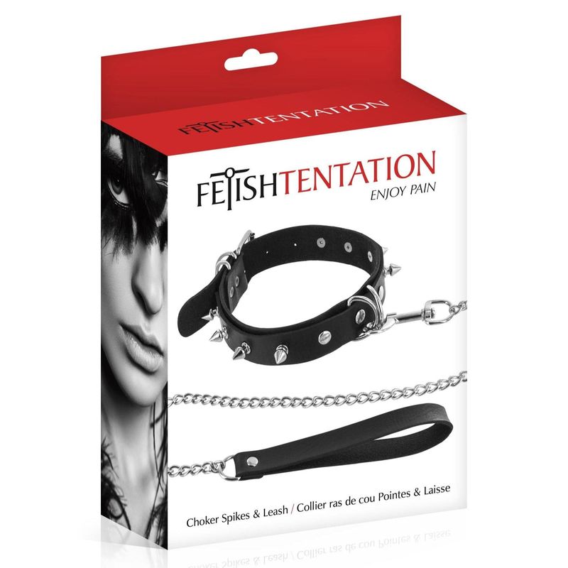 Collier Clouté BDSM & Laisse - FétishTentation | Réglable pour Jeux de Contrôle & Soumission FetishTentation Sensations plus