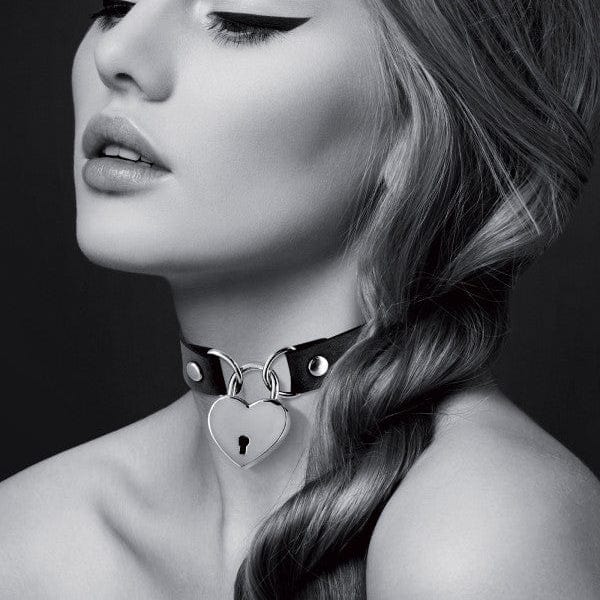 Collier Ras de Cou BDSM - Bijoux Pour Toi | Noir ou Rouge & Cadenas Cœur Inclus Bijoux pour toi Sensations plus