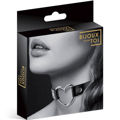 Collier Ras de Cou Fetish - Bijoux Pour Toi | Choker Réglable Noir & Coeur Argenté Bijoux pour toi Sensations plus