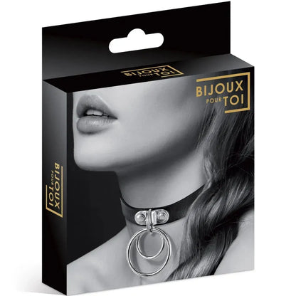 Collier Ras de Cou Fetish Noir - Bijoux Pour Toi | Choker Double Anneau Argenté Bijoux pour toi Sensations plus