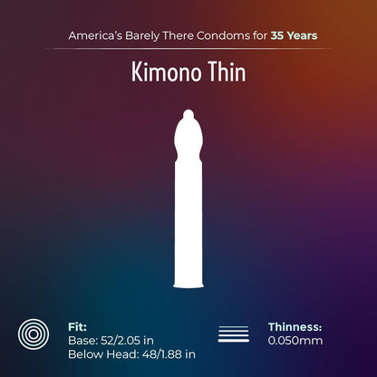 Condom Ultra Fins - Kimono Thin | Préservatifs Ajustés & Fiables pour Plus de Plaisir Kimono Sensations plus