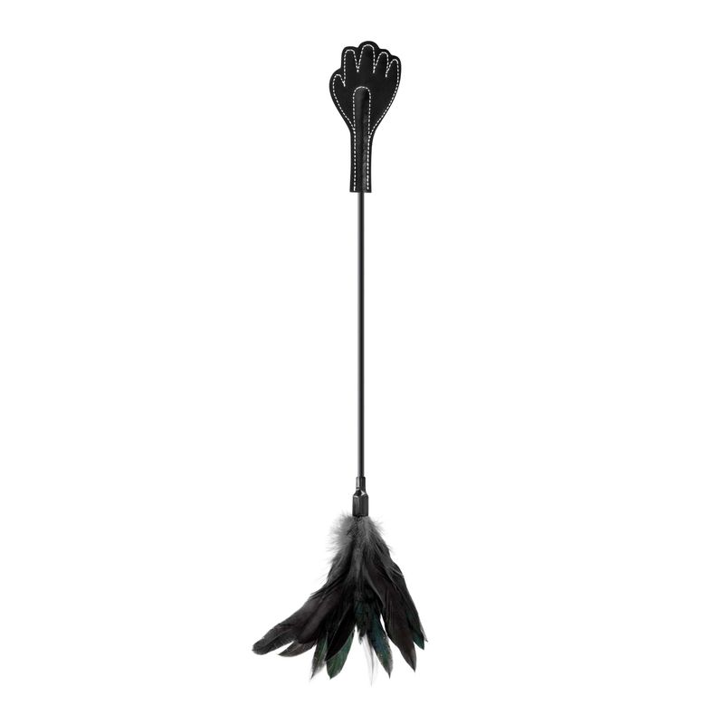 Cravache 2-en-1 BDSM - Sweet Caress | Plumeau Sensuels & Main de Fessées Noir Sweet Caress Sensations plus