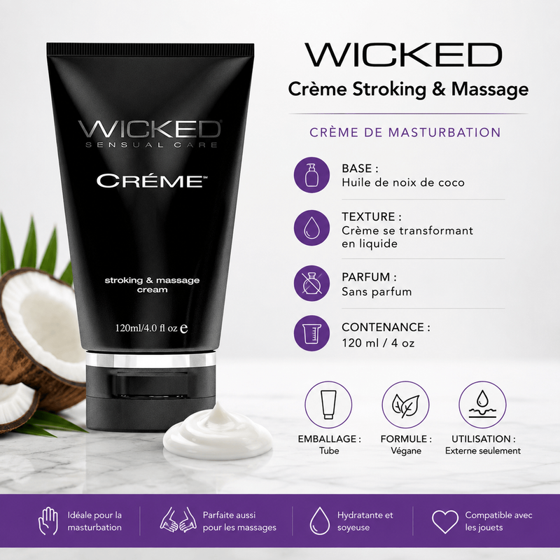 Crème de Masturbation - Wicked Crème 120 ml | Massage et Plaisir Wicked Sensual Care Sensations plus
