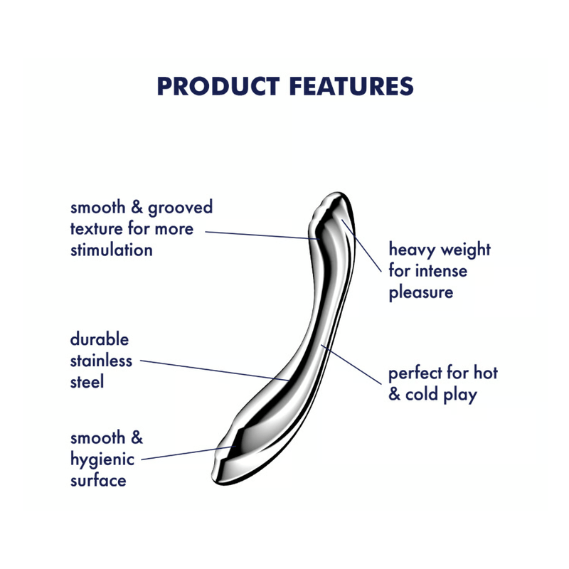 Dildo en Acier Inoxydable - Satisfyer Pure Gravity 2 | Forme Galbée & Texturée Satisfyer Sensations plus