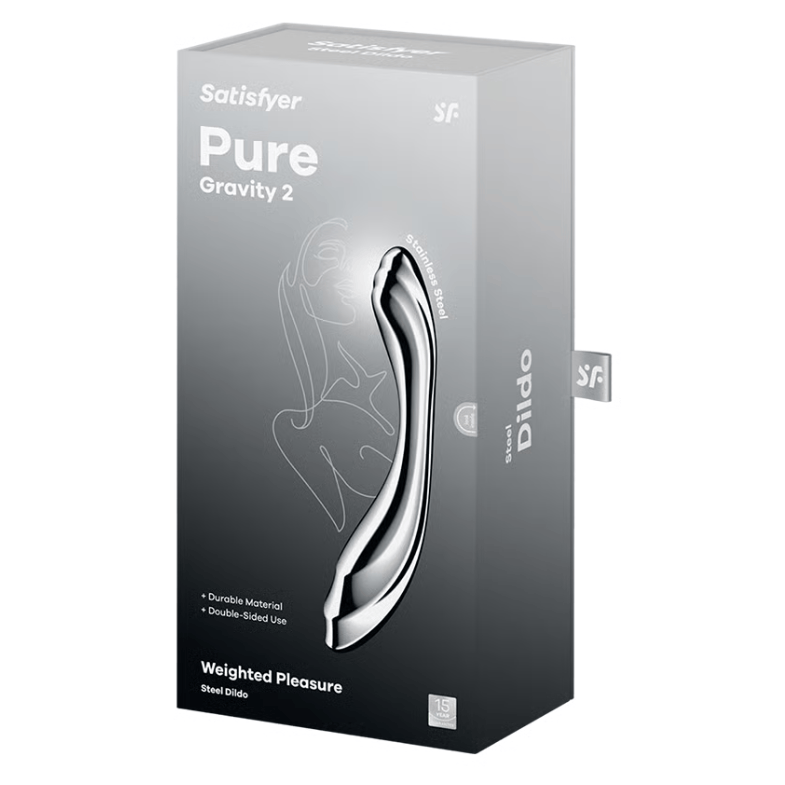 Dildo en Acier Inoxydable - Satisfyer Pure Gravity 2 | Forme Galbée & Texturée Satisfyer Sensations plus