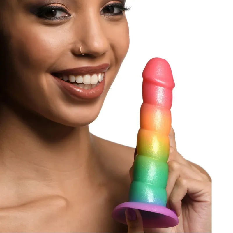 Dildo en silicone 6,6 po - Swirl Rainbow Simply Sweet | Base Ventouse Simply Sweet Sensations plus