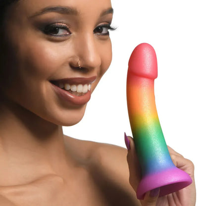 Dildo en Silicone 6.9 po - Phallic Rainbow Simply Sweet | Base Ventouse Simply Sweet Sensations plus