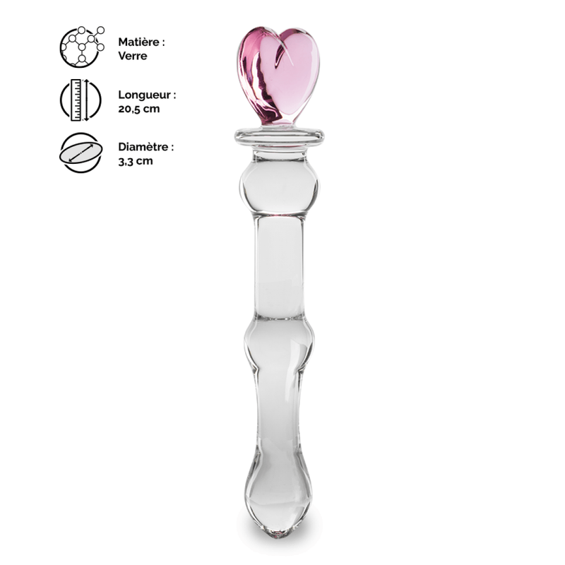 Dildo en Verre Cœur 20 cm - Glossy n°21 | Élégance & Sensations Thermiques Glossy Toys Sensations plus
