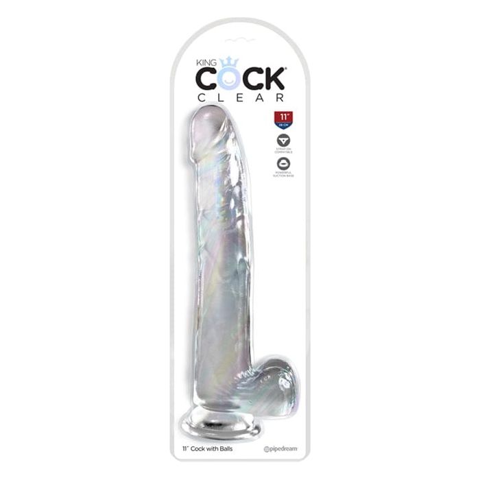 Dildo Réalisme - Pipedream - King Cock Clear 11" Cock with Balls Pipedream Sensations plus