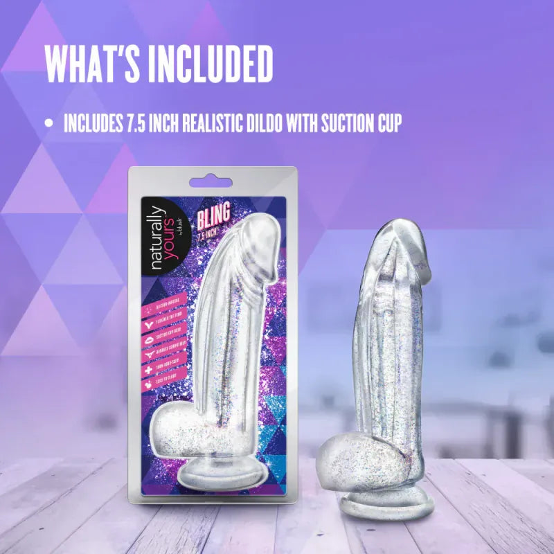 Dildo Realiste & Ventouse - Naturally Yours Bling |  Clair Scintillant & Harnais Compatible Blush Novelties Sensations plus
