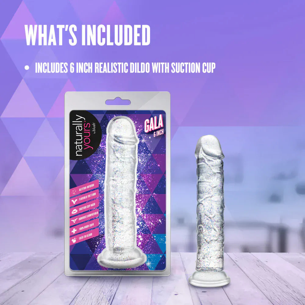 Dildo Realiste & Ventouse - Naturally Yours Gala | 6 po Clair Scintillant & Harnais Compatible Blush Novelties Sensations plus