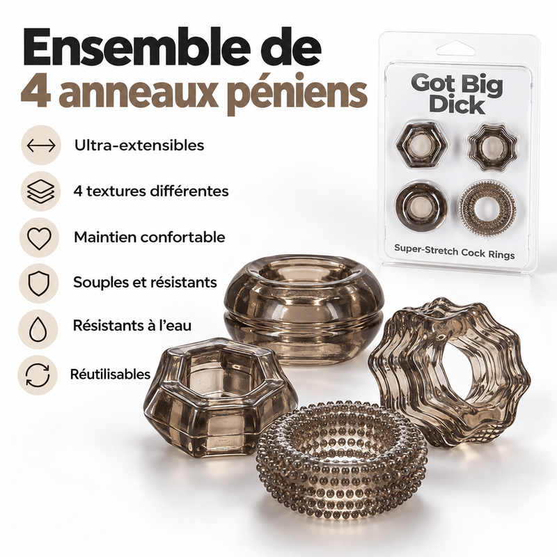 Ensemble de 4 Anneaux Péniens - Got Big Dick | BMS Factory BMS Factory Sensations plus