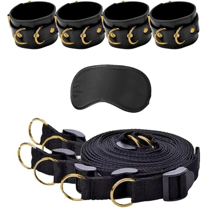 Ensemble de Contention de Lit - Bed Bindings Restraint System Gold | Séduction & Contrôle Ouch! Sensations plus